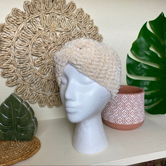 Velvet Headwrap Twisted Earwarmer Handmade mustard - Picture 5 of 5